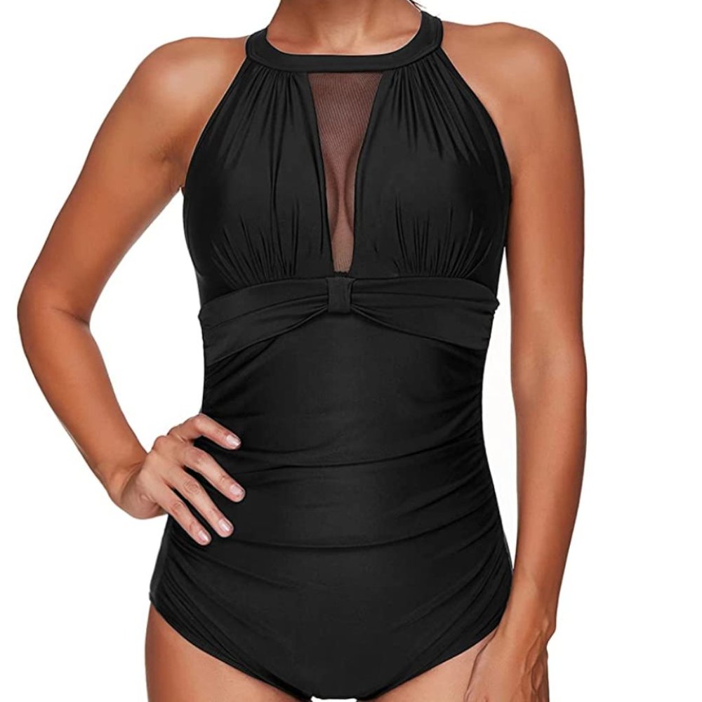 Sz XL One Piece Tummy Control Swimsuit Black Mesh X002RT1EKD - Picture 6 of 6